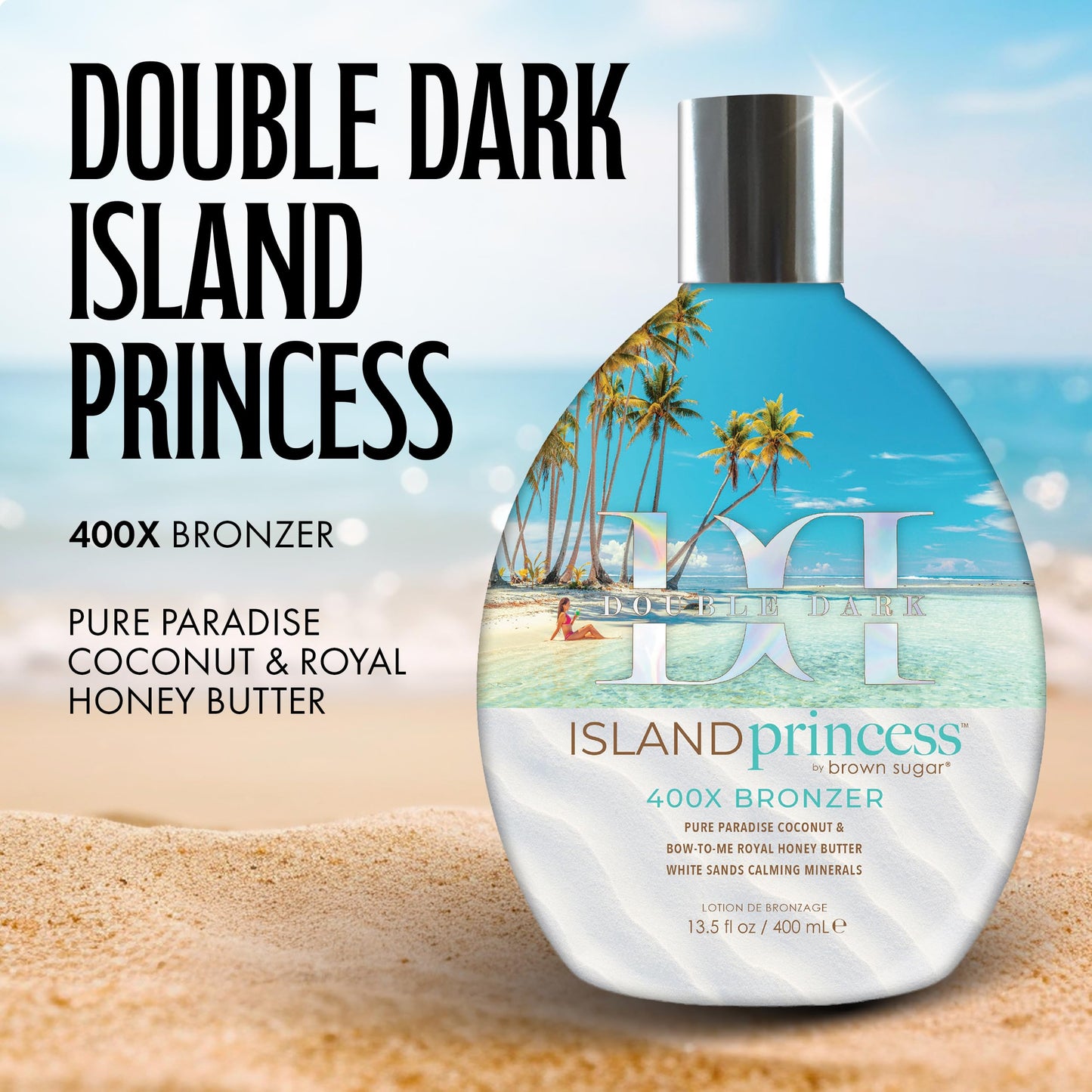 Brown Sugar Double Dark Island Princess 400X Tanning Lotion, 13.5 Fl Oz