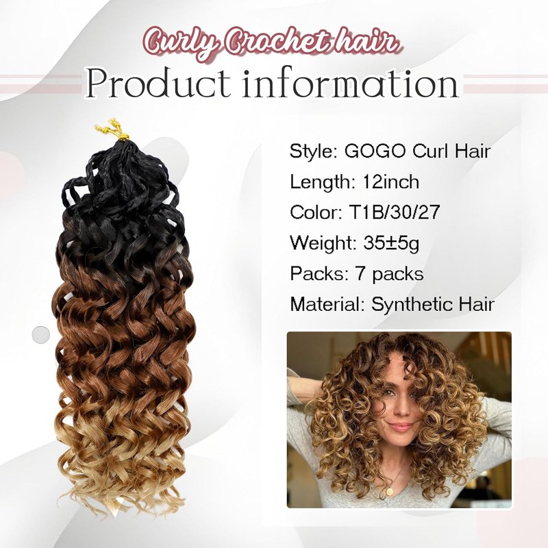 Gogo Curl Crochet Hair - 12 Inch Pre-Twisted Deep Ocean Water Wave Braids | Synthetic Hair Extensions (1B/30/27)
