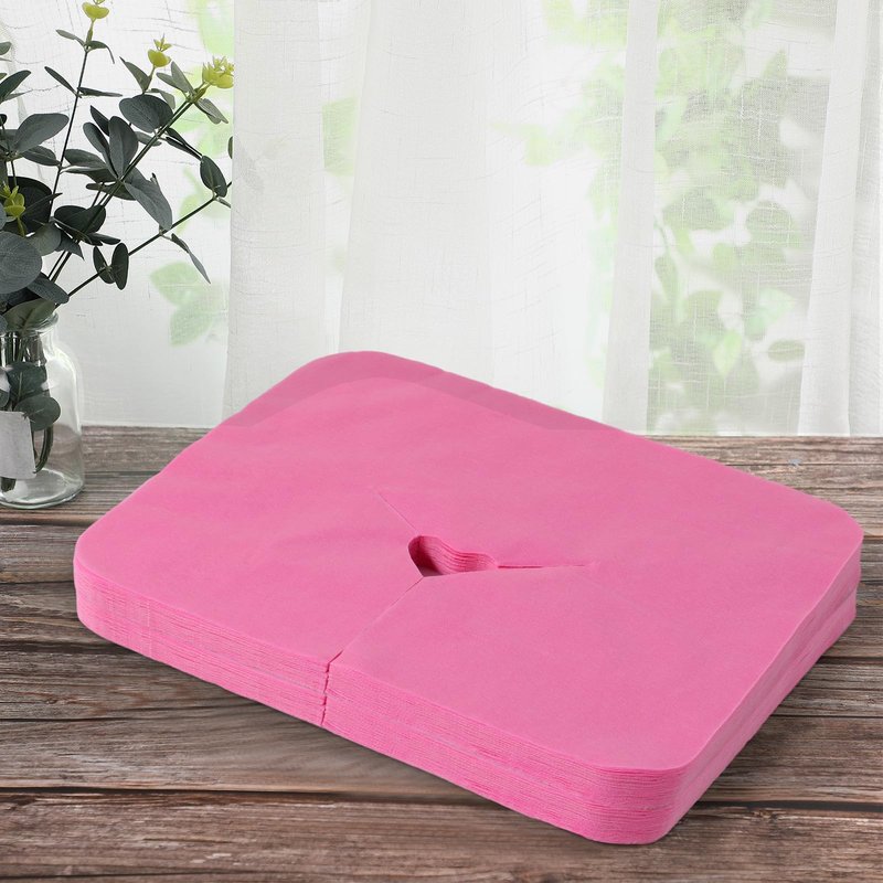 200 Pieces Disposable Face Cradle Covers Massage Headrest Covers for Massage Tables and Massage Chairs Beauty Spa Salon Bed, 11.8 x 15.7 Inches (Pink)