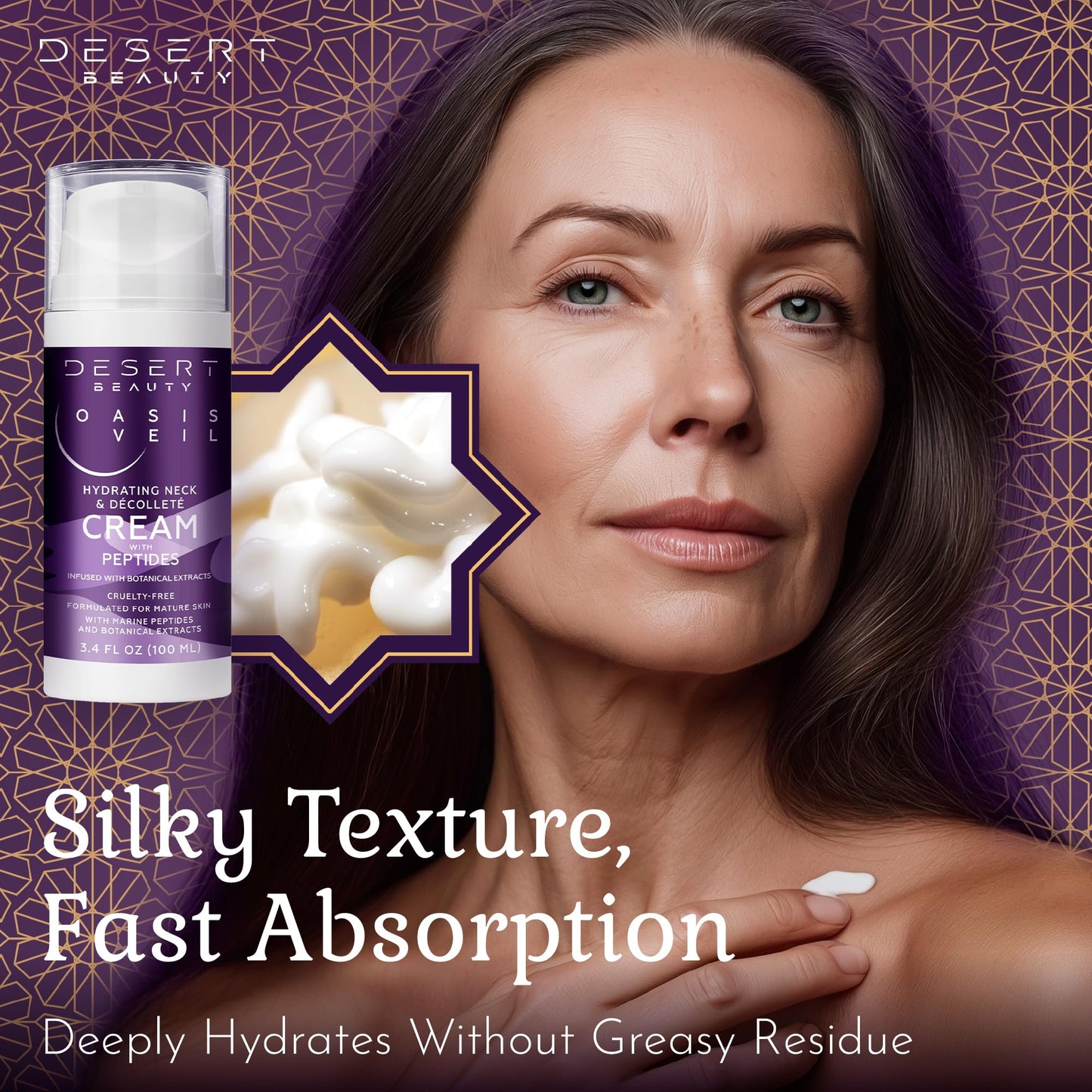 Desert Beauty Neck Firming Cream - Tightening and Lifting Formula - Peptides, Collagen, Hyaluronic Acid - Neck Cream for Women Over 50-3.38 fl oz
