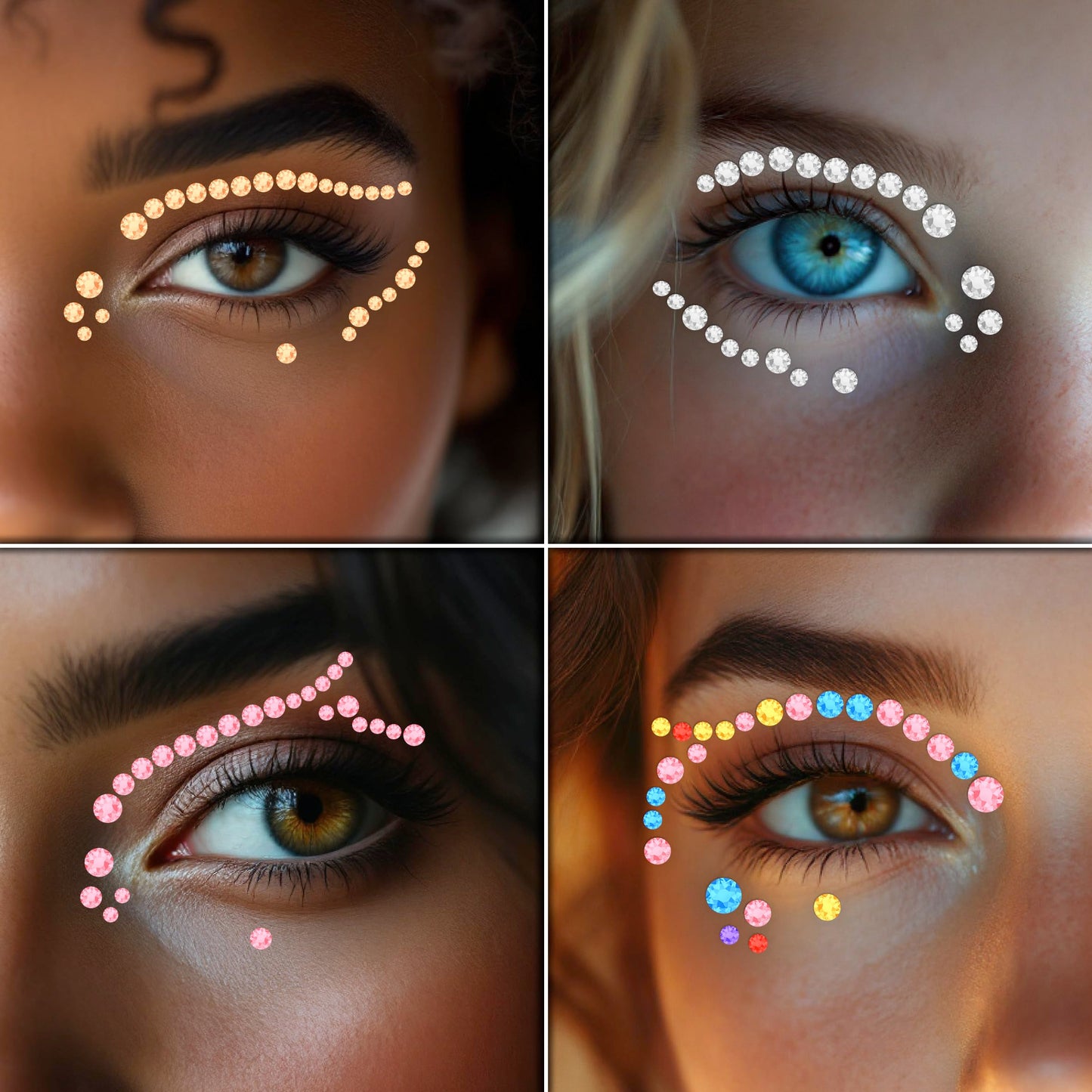 Face Gems – Face Jewels - Self-Adhesive Rhinestone Face Jewels for Makeup, Party & Rave Looks - Eye Gems, Face Glitter, Festival Face Gems, Glitter Tattoo, Self- Adhesive Festival Gems (3 Sheet Mix)