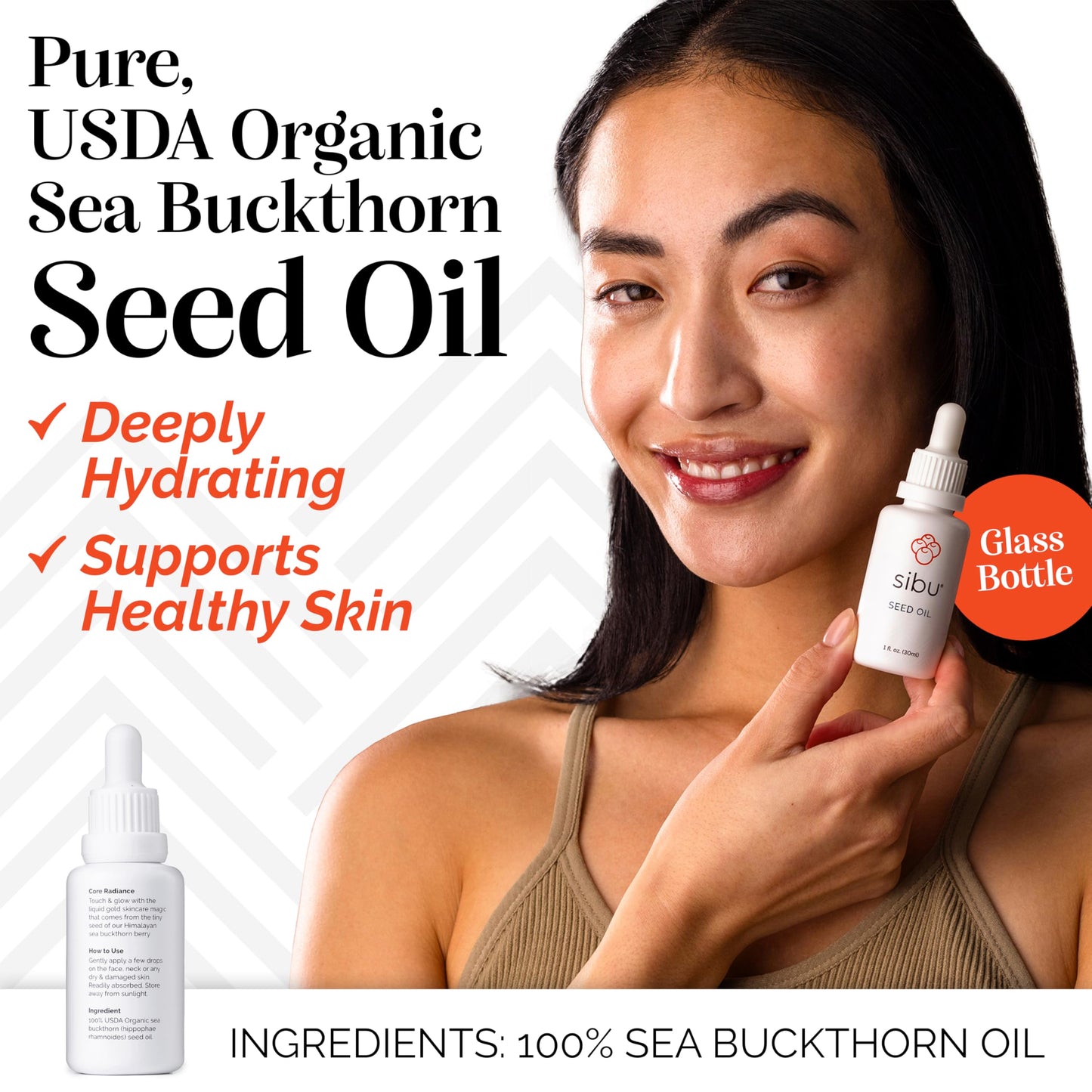 sibu Premium Himalayan Sea Buckthorn Seed Oil, USDA Organic (30ml) – Amazing for Sensitive Skin, Breakouts, & Irritation