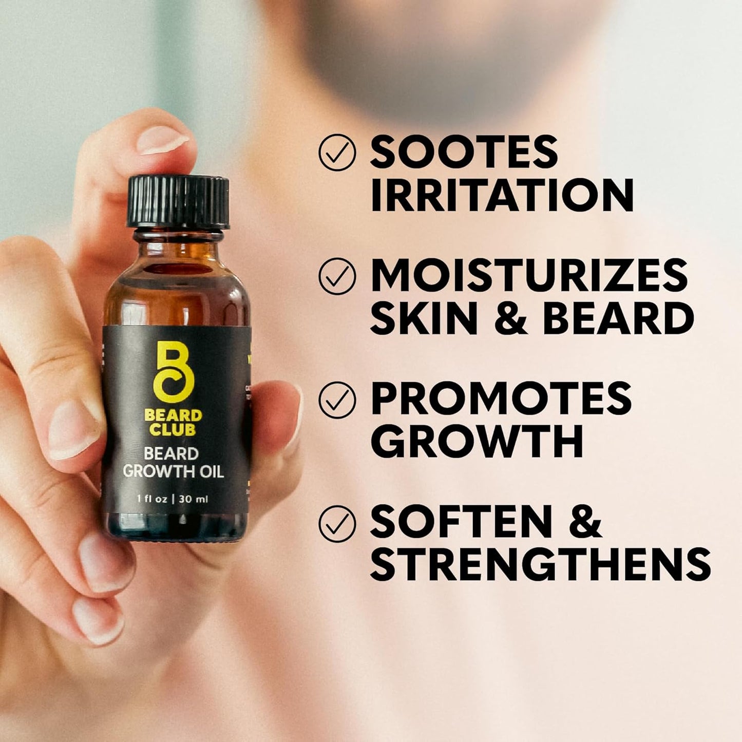 Beard Growth Serum - Natural Castor, Coconut & Avocado Oil for Thicker, Fuller Beards | Stimulates Healthy Hair Growth