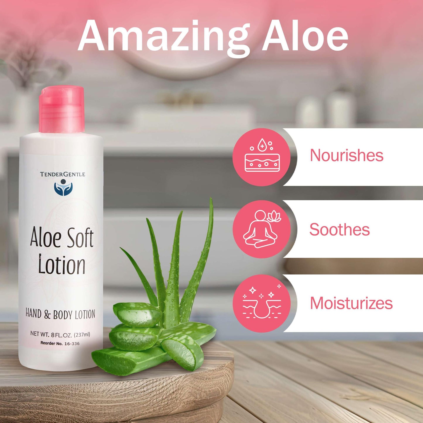 TenderGentle Aloe Lotion for Hands and Body - 6 Bottles with 8 oz of Aloe Vera Lotion for Dry Skin - Good for Sensitive Skin and Extra and Severely Dry Skin - Aloe Vera Moisturizer