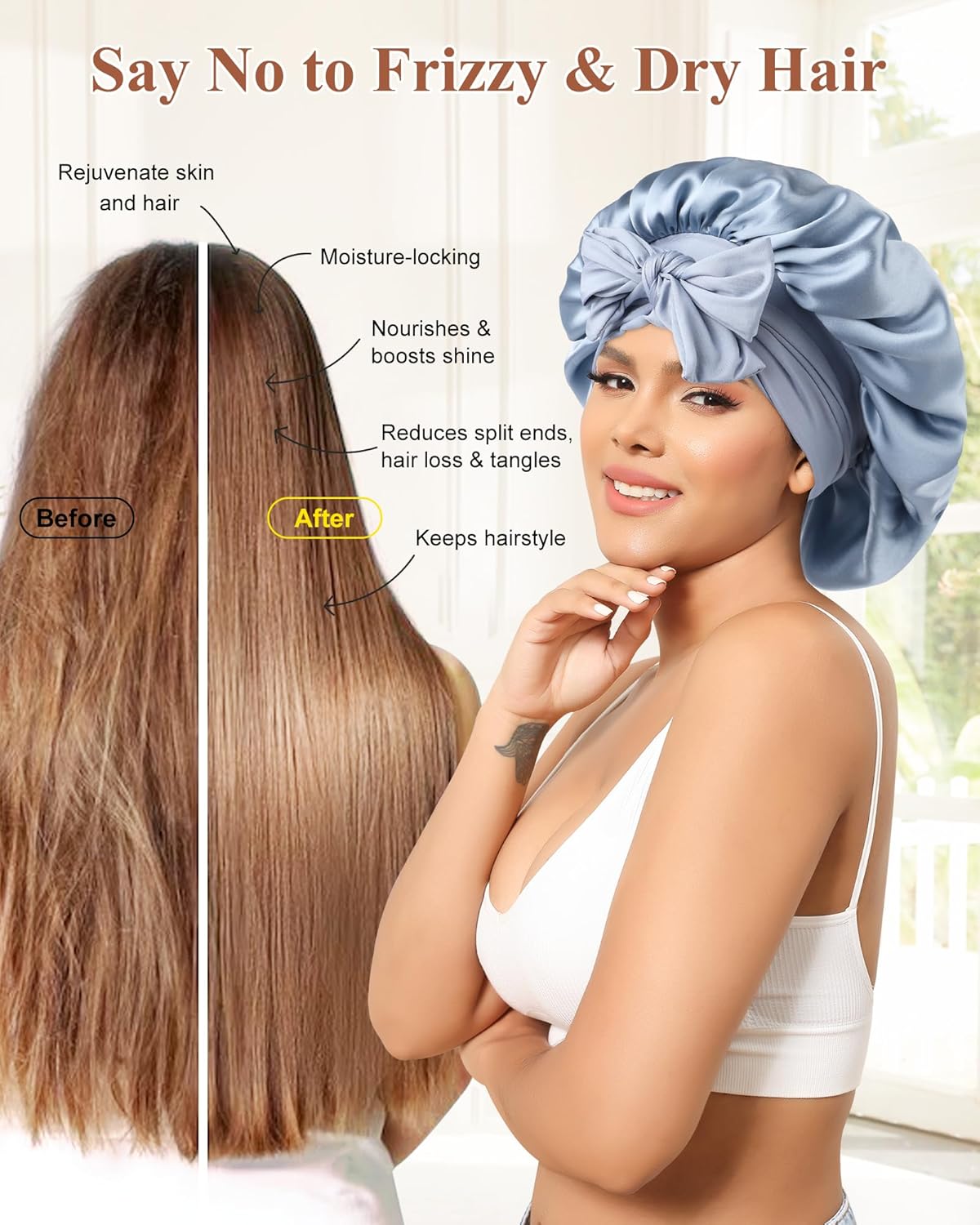 Silk Bonnet - 100% Mulberry Hair Wrap for Women | Comfortable Sleep Night Cap with Elastic Band