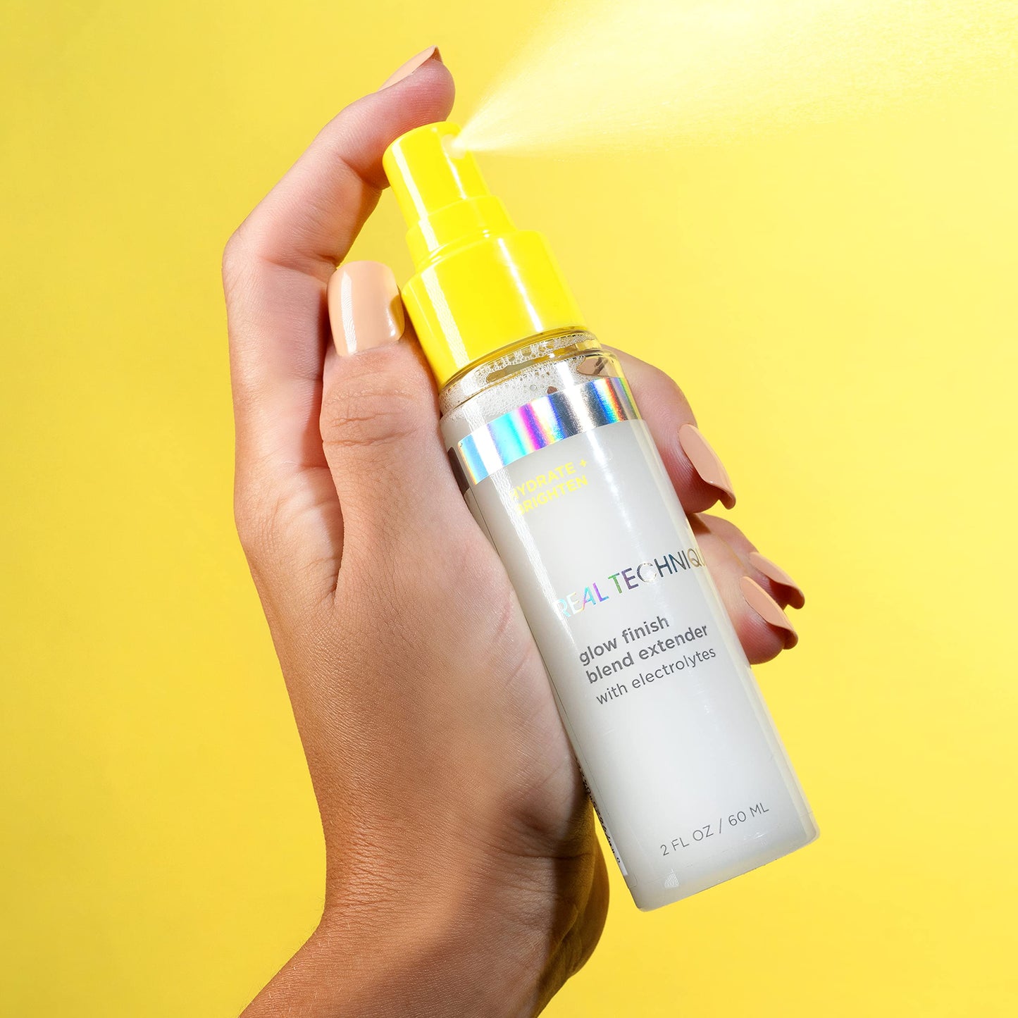 Real Techniques Sponge+ Makeup Setting Spray for Face, Hydrating with Vitamin C + Electrolytes, Makeup Sponge Mist, For Setting, Freshening, and Blending, Longer Lasting Makeup, 2 fl oz Spray Bottle