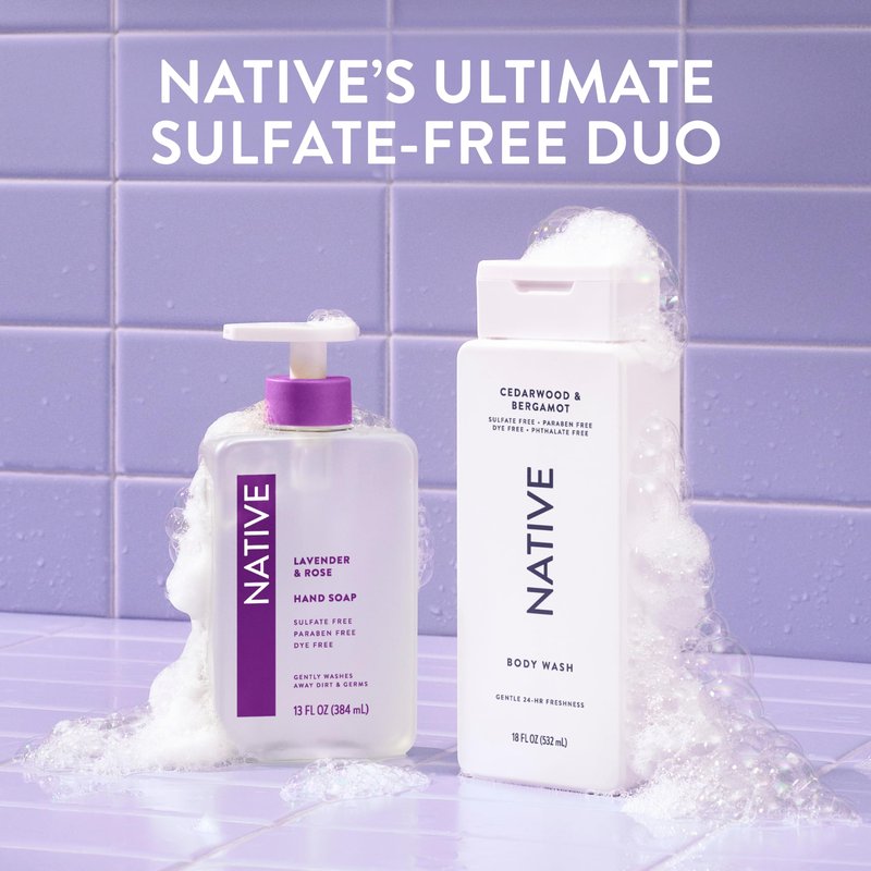 Native Cedarwood & Bergamot Scent 24-Hr Refreshing Clean Body Wash for Men & Women, for All Skin Types Incl. Sensitive, Leaves Skin Feeling Clean & Soft, Free of Phthalates, Sulfates & Parabens, 18 oz