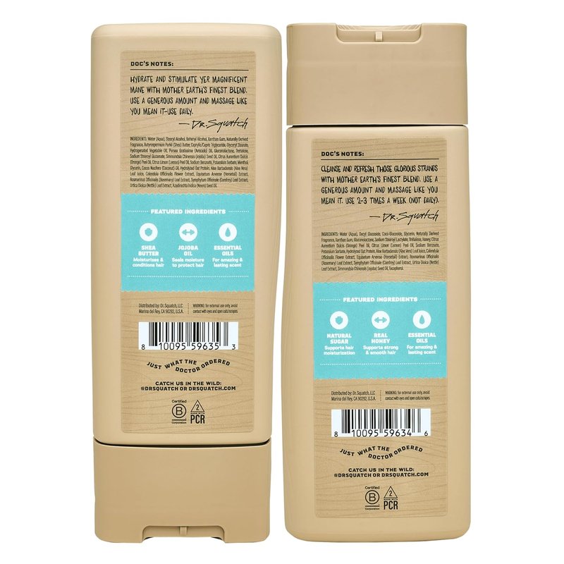 Dr. Squatch Men's Natural Shampoo & Conditioner Set - Sulfate & Paraben Free | Scalp Nourishing Coconut Castaway (11 fl oz, 2-Pack)
