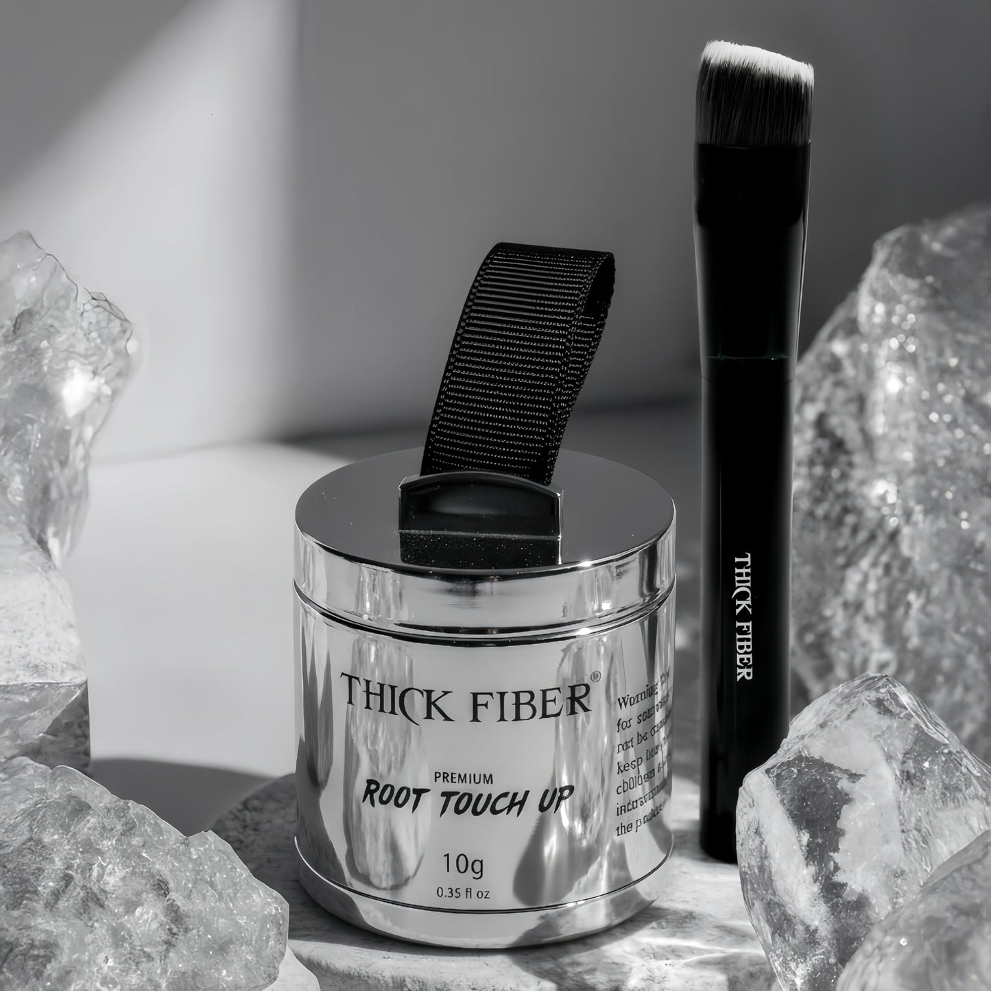 THICK FIBER Root Touch Up Powder with Brush – Covers Grey Roots, Thinning Hair & Bald Spots – Sweat & Water Resistant for Men & Women (Dark Brown, 0.35 Ounce (Pack of 1))