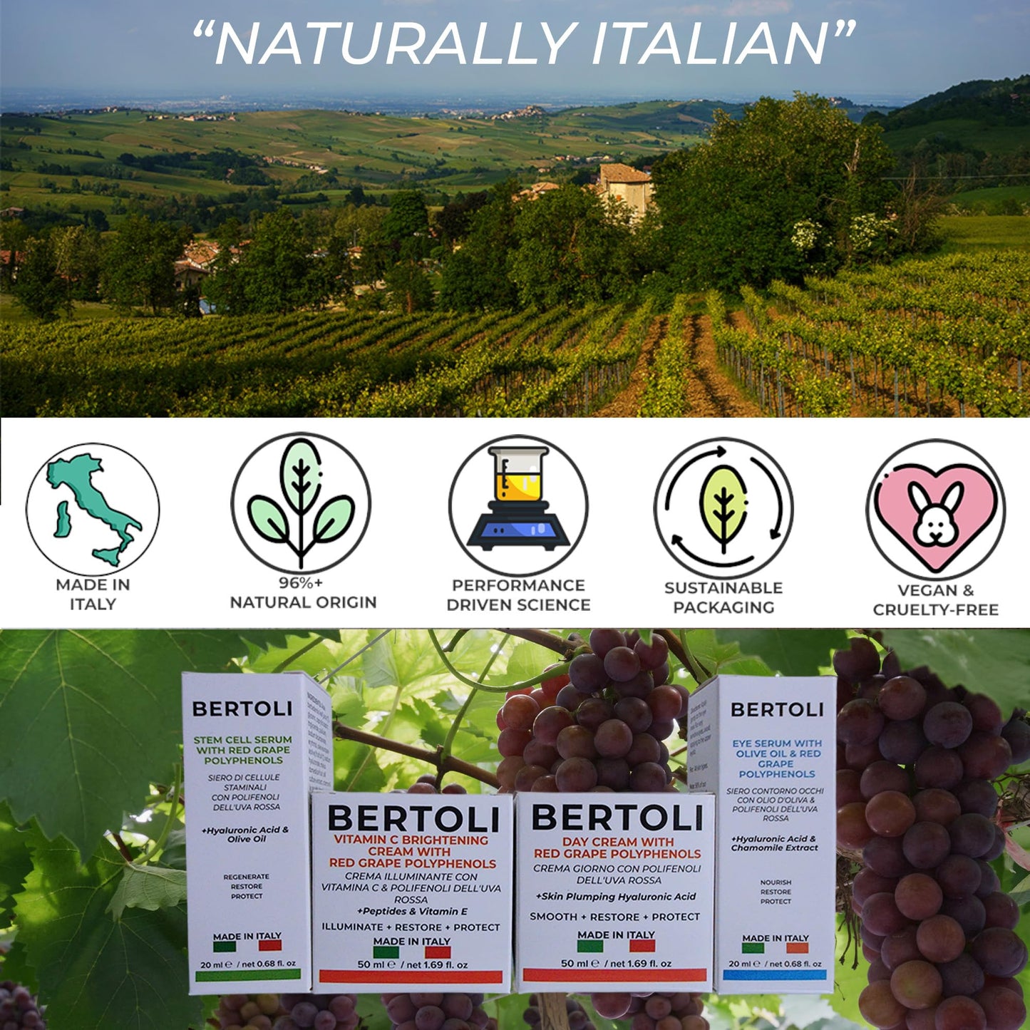 BERTOLI Polyphenol Cream – Age-Defying Face Moisturizer with Hyaluronic Acid & Resveratrol – Rich Italian Wrinkle Cream Made in Italy, Deep Hydration, Collagen Support, 98% Natural, Clean Skincare