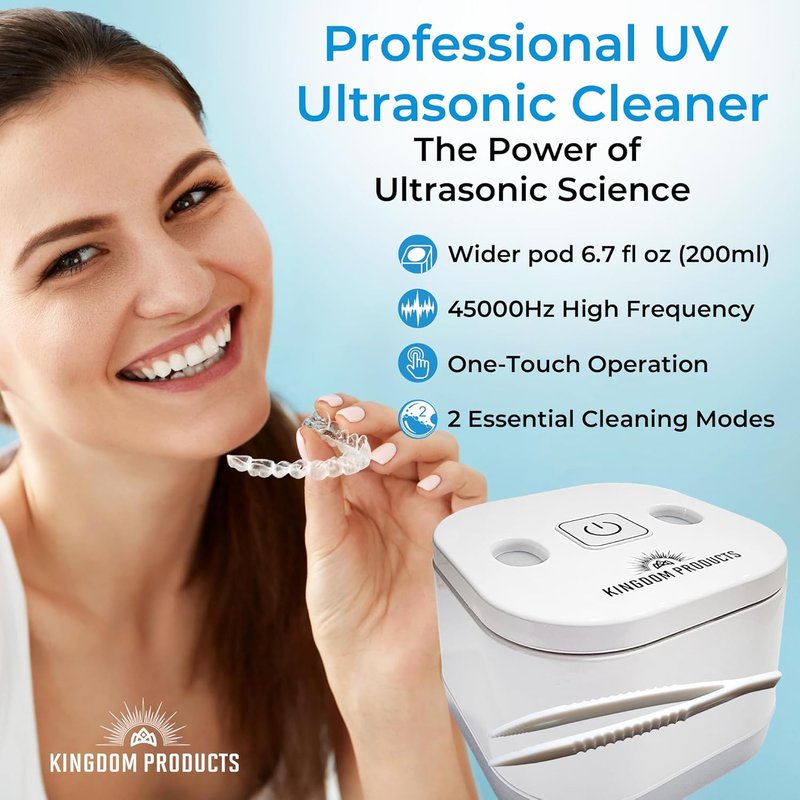 Ultrasonic Retainer Cleaner - 200ML Pod, 45kHz Machine for Dentures, Night Guards & Aligners