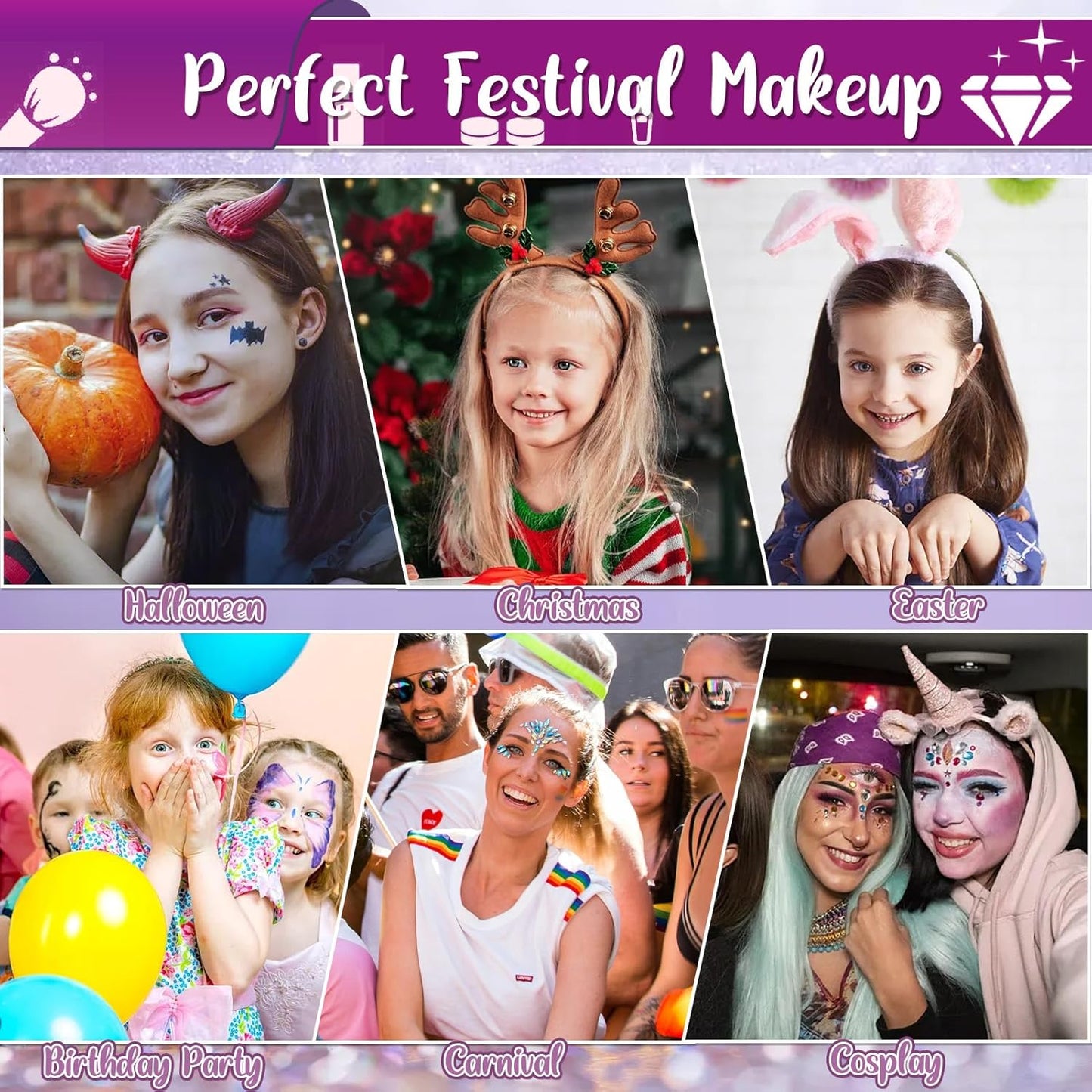 Kids Glitter Tattoo Kit - 25 Colors, 225 Stencils & Glow-in-the-Dark Temporary Tattoos | Perfect for Halloween & Birthday Fun