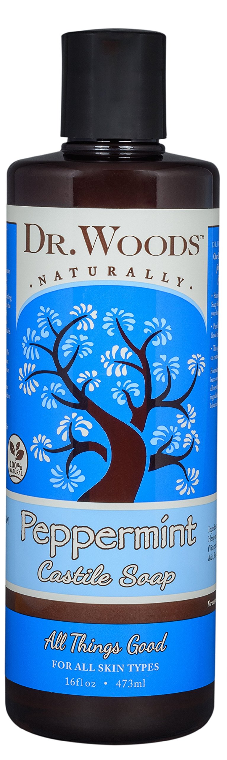 Dr. Woods Pure Peppermint Liquid Castile Soap, 16 Ounce (Pack of 2)