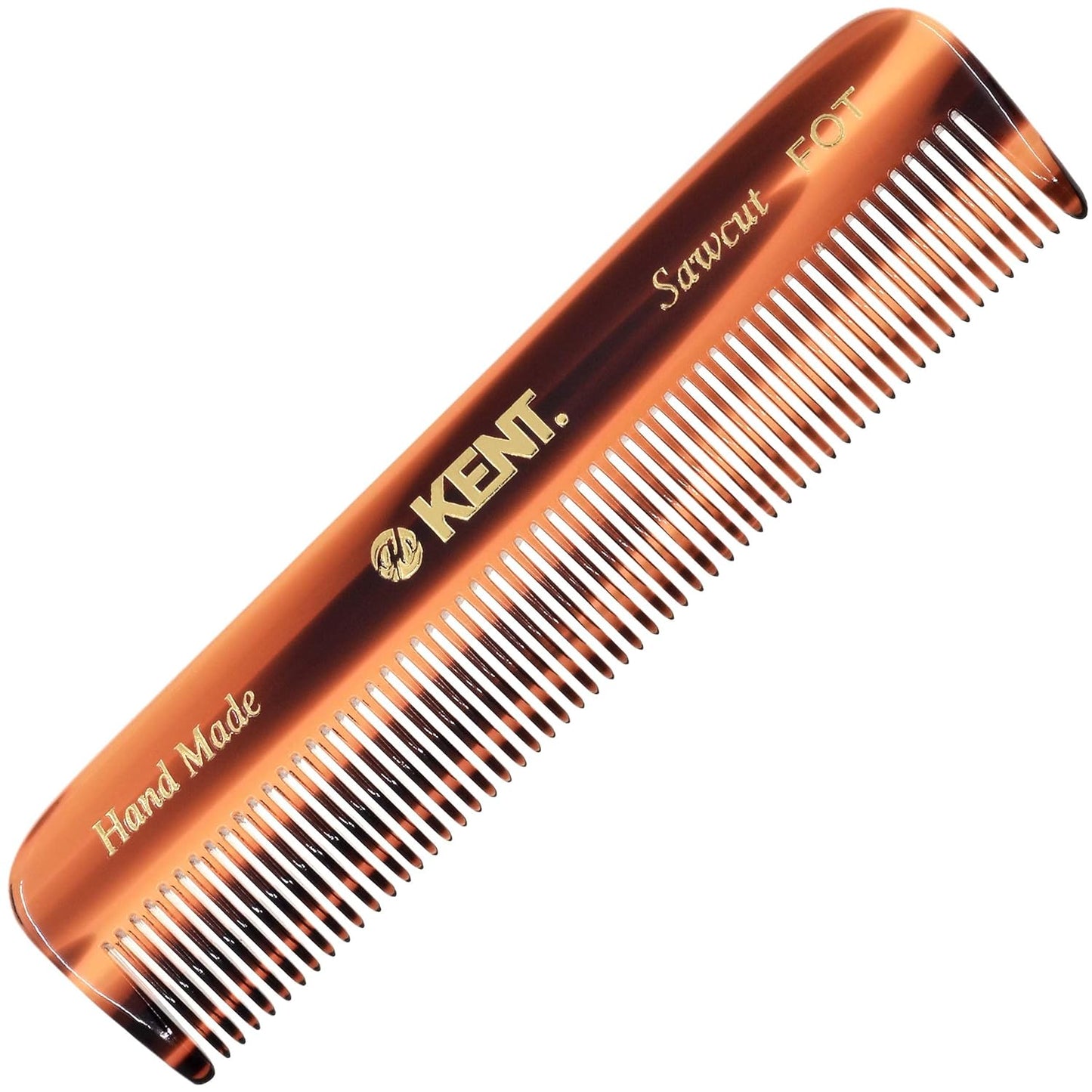 Kent FOT Tortoise Fine Tooth Comb - Handmade Pocket Comb for Men | Travel, Styling, Beard Care