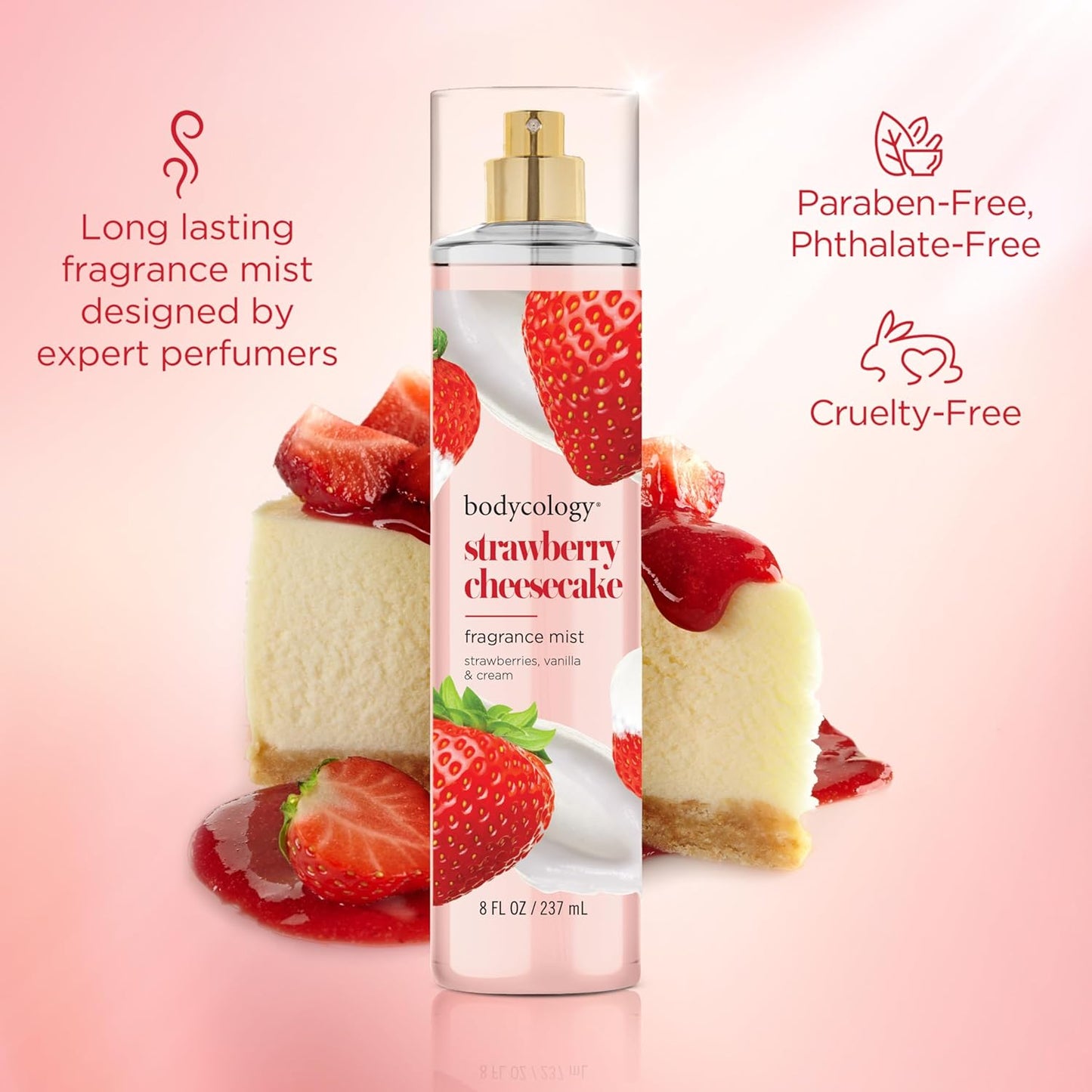 Long-Lasting Strawberry Cheesecake Body Mist - 8 Fl Oz | Bodycology