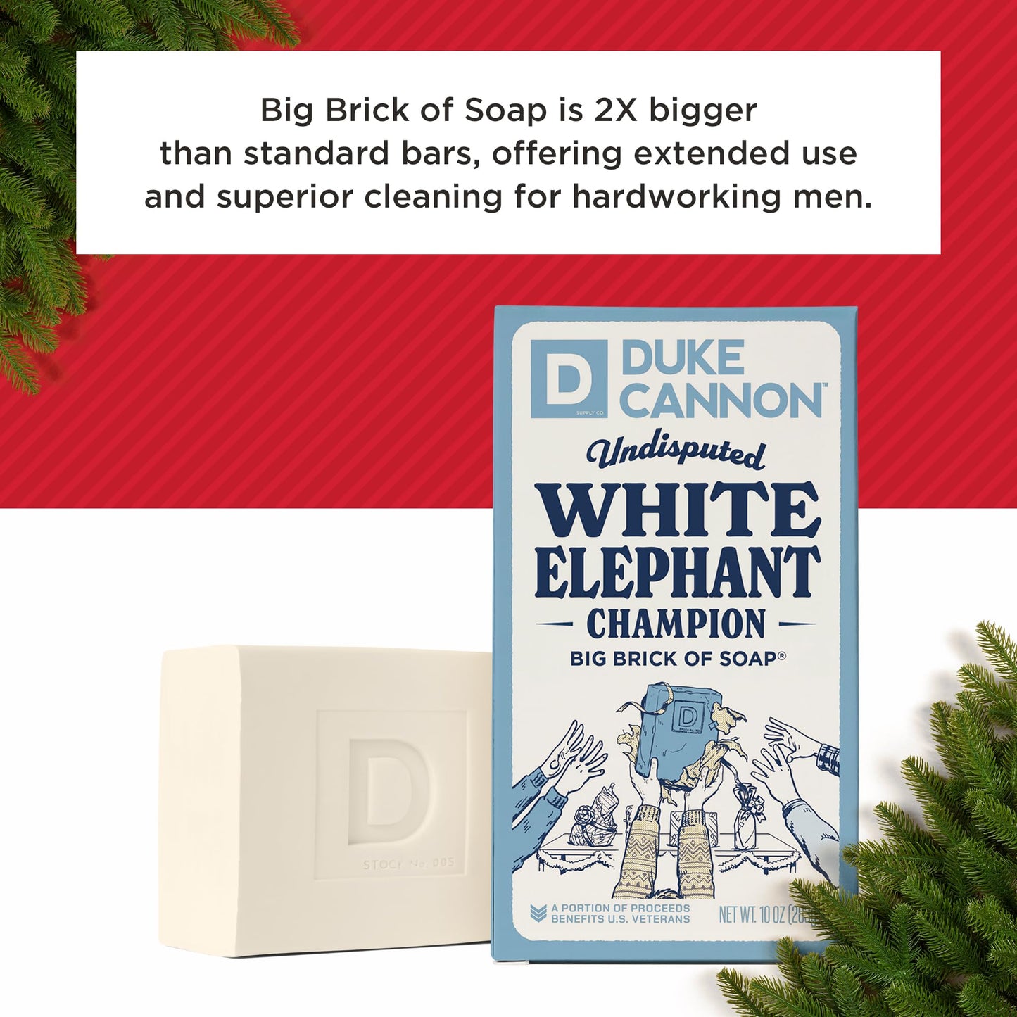 Duke Cannon Supply Co. White Elephant Bar Soap - 10oz Large Soap Brick with Citrus Musk Scent - Holiday Gag Gift, Funny White Elephant Gift Idea 4 Pack
