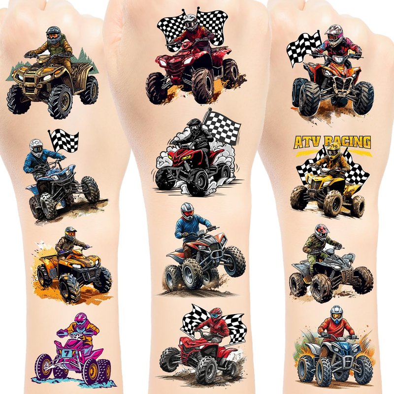 Four Wheeler ATV Quad Bike Temporary Tattoos - 144 PCS Party Favors for Kids & Teens | Fun Dirt Bike Decorations