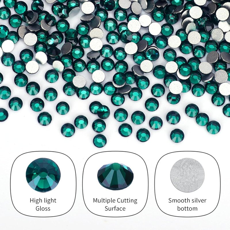 Emerald Rhinestones Bulk - 10,000 PCS Flat Back Crystal Glass Round Gems | SS20, 4.6-4.8mm