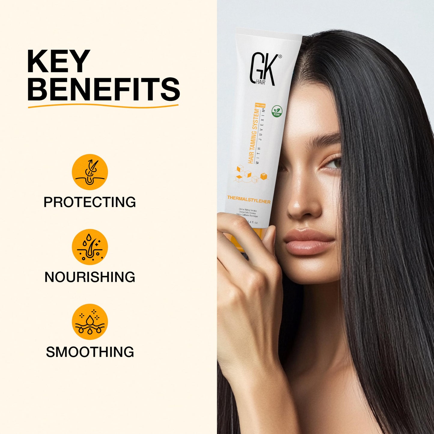 GK HAIR Thermastylher Cream 3.4 oz – Heat Protectant Styling Cream, Blow Dry Cream for Frizz Control, Smooth & Strengthen Hair, Heat Protection for All Hair Types