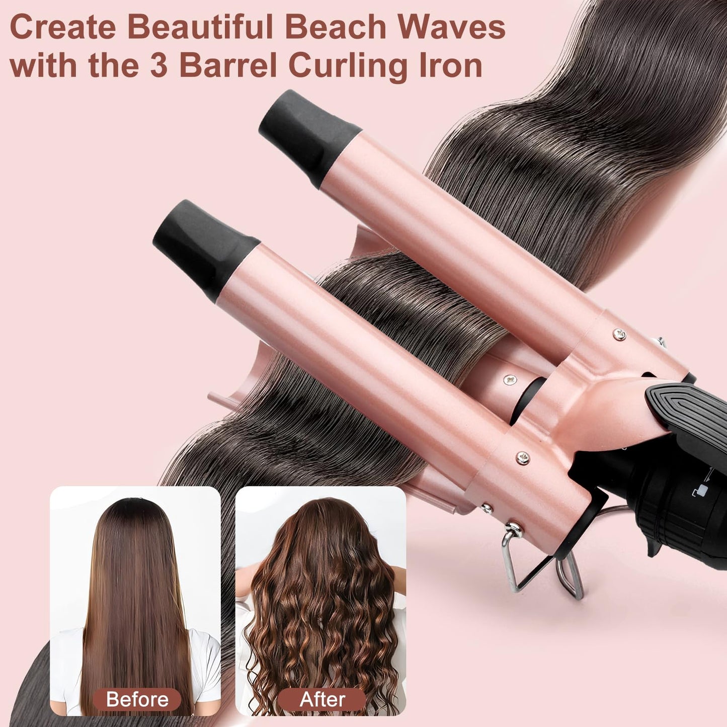 UNOBEY 5 in 1 Curling Wand Set, Three Barrel Curling Iron Set