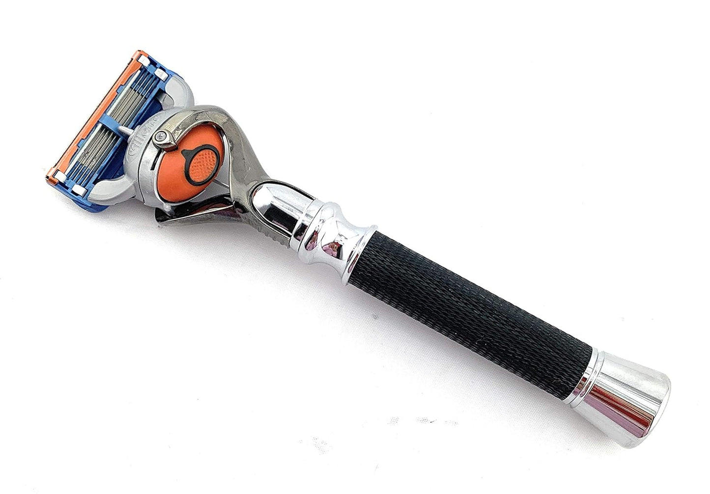 Men's Grooming Deluxe Razor - Anti-Slip Textured Handle | Stainless Chrome Gunmetal Black
