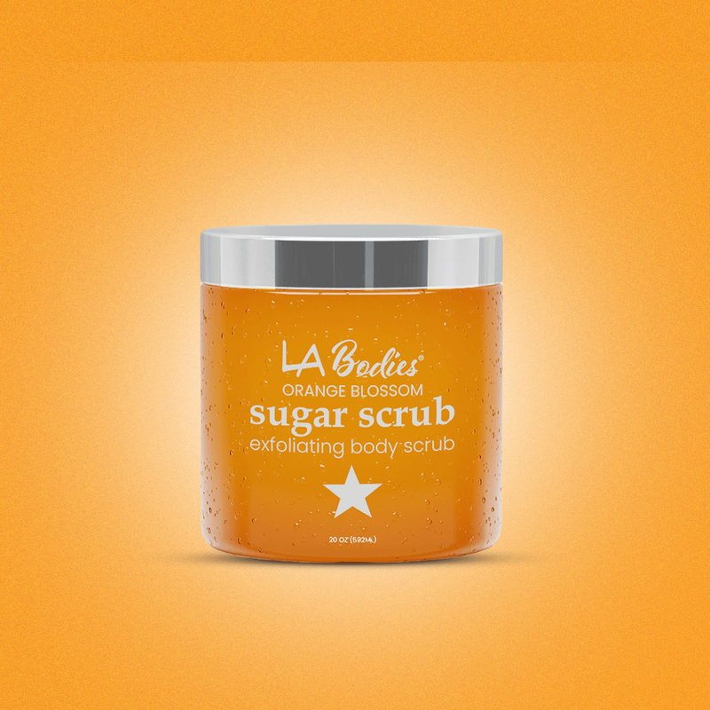 LA Bodies Sugar Scrub Exfoliating with Orange Blossom and Other Natural Ingredients for Body Scrub and Foot Scrub - Soft Scrub for Nourishing Essential Skin Care, 20 oz (592 mL), Made in USA