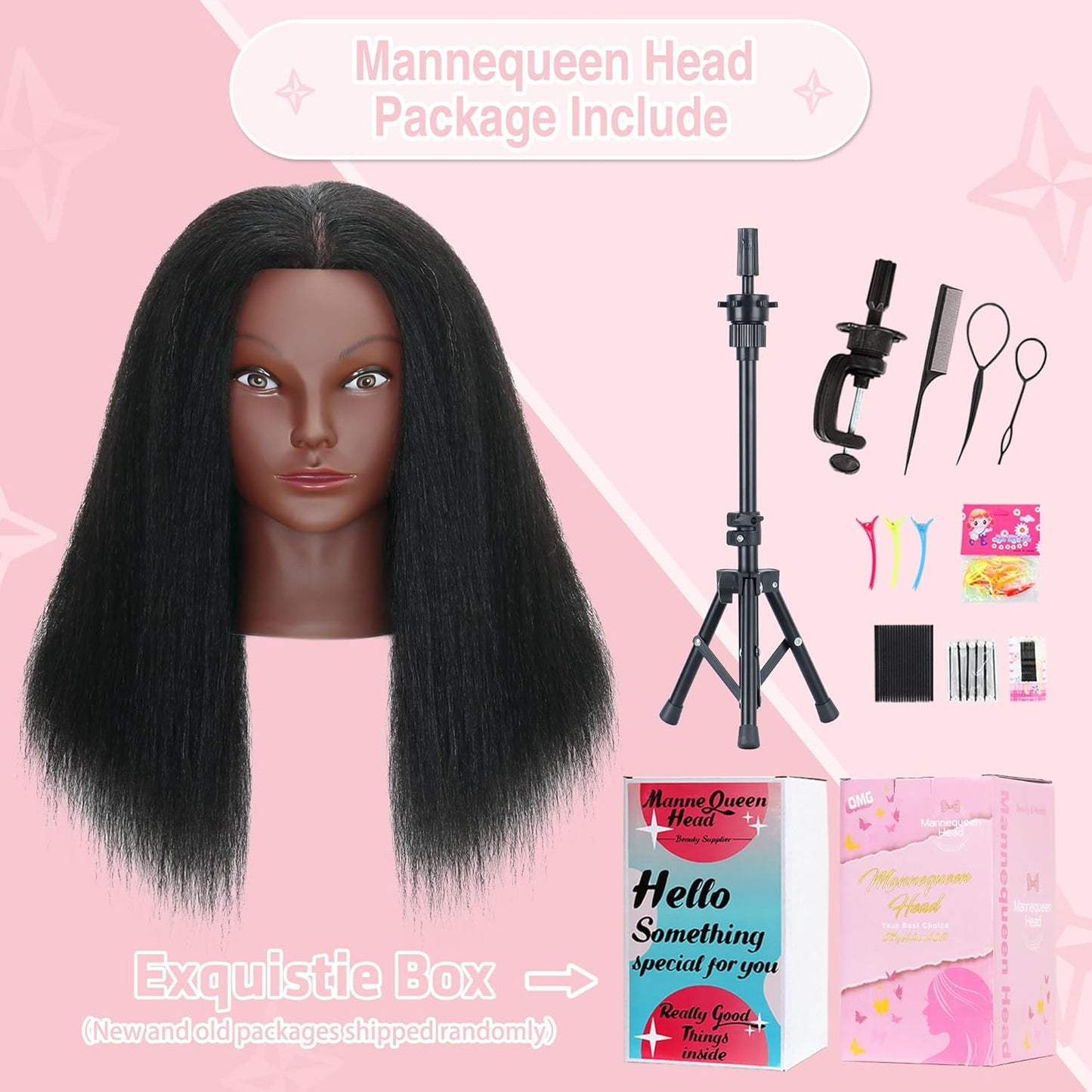 Mannequin Head - 16'' Human Hair Cosmetology Manikin Doll for Braiding & Styling | Tripod Included
