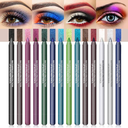 LOKFAR 14 Colors Eyeliner Pen Colorful Set, Pearl Eyeliner Kit Metallic Eyeshadow Pencil Matte Glitter Colored Eye-Liner,Long Lasting Professional Eye Makeup Set Colorful Eye-liner Eye Color for Women