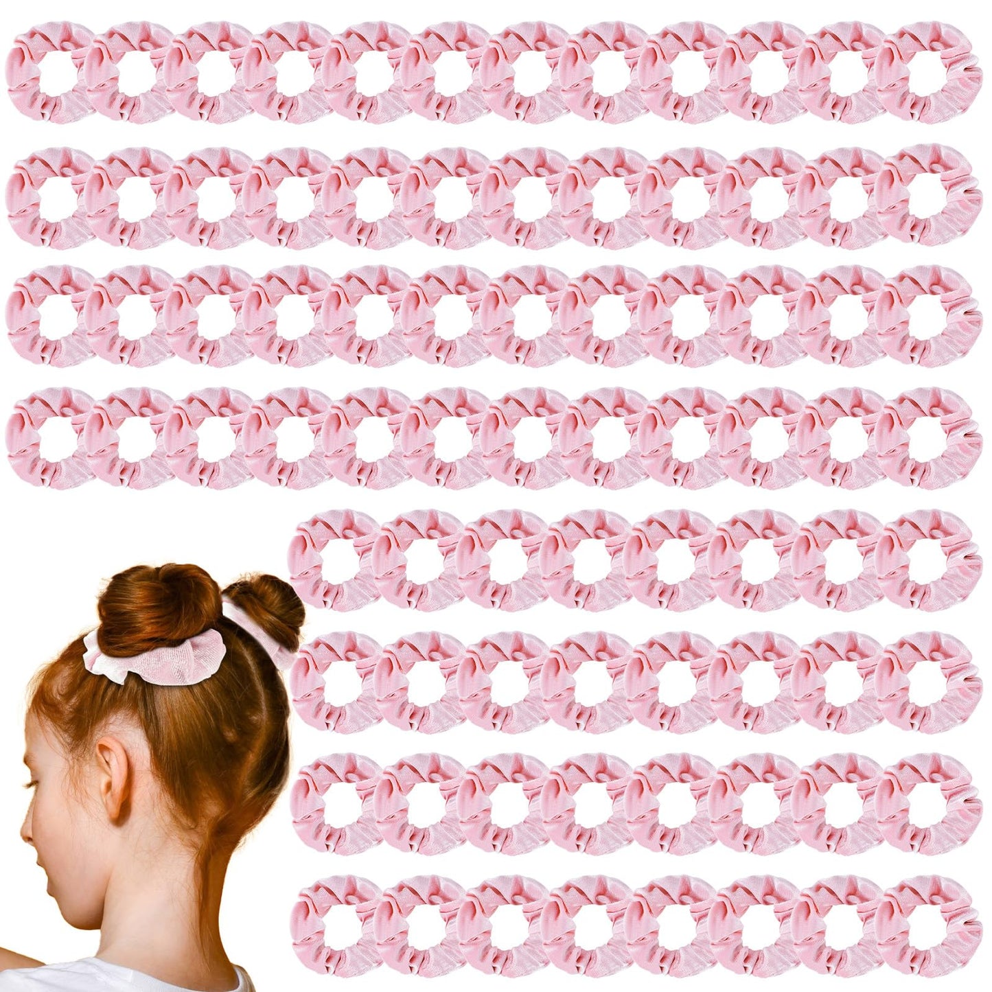 Juexica 150 Pcs Pink Velvet Scrunchies Bulk Soft Hair Scrunchy Cute Hair Ties Scrunchies Solid Color Elastic Bands for Women Girl Party Favors (Pink)