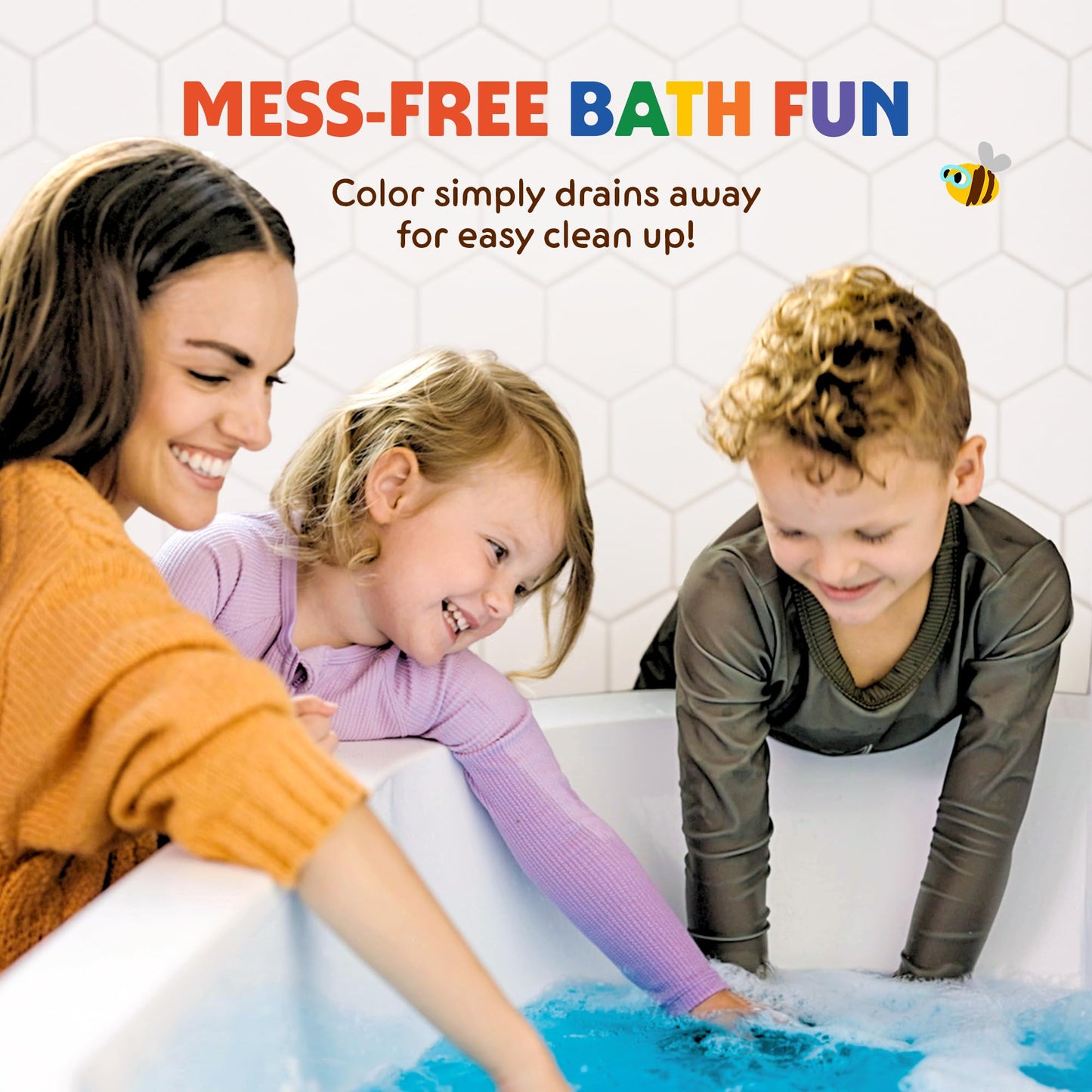 Honeysticks Kids Bubble Bath 3 Pk (Blue, Red, Yellow): Non-Toxic, Plant Based, Non Irritating - Changes Water Color and Creates Super Foaming Bath Bubbles - Safe for Toddlers 1-3, Kids 4-8, Bath Toys