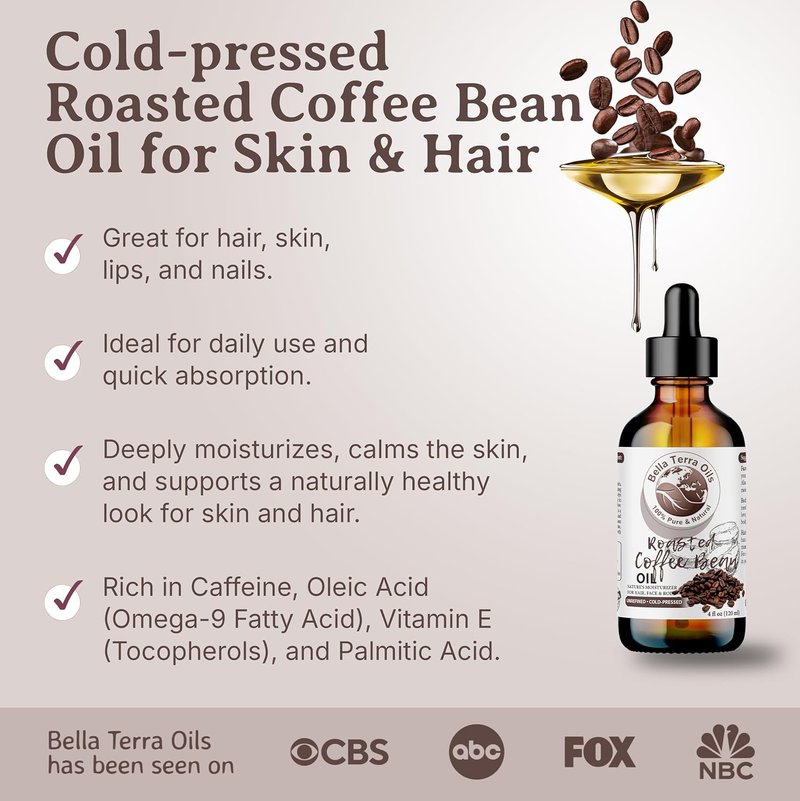 Roasted Bean Oil - Pure Extract Enriched with Fatty Acids | 8 oz Elixir for Skin