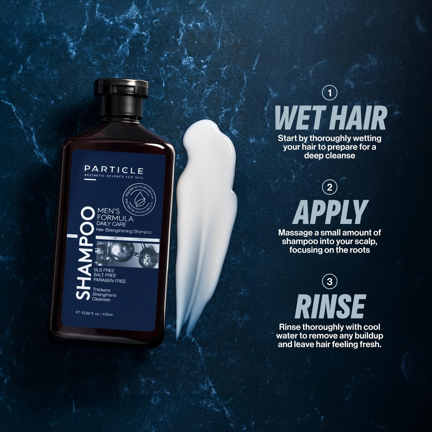 Particle Hair Thickening Shampoo for Men, Men’s Shampoo, Cleansing Formula Made with Biotin, Capixyl, Redensyl, Ginseng and Green Tea Extract for Hair Strength Support, Paraben Free, 13.52 fl.oz