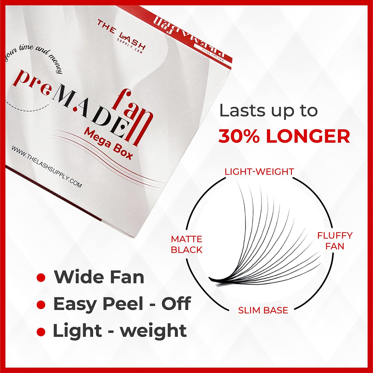 THE LASH SUPPLY 600 Fans, 5D Volume Promade Fan Mega Box, C/D Curl, Length 9-20mm, 0.07 Thickness, Natural and Long-lasting Curl, Promade Eyelash Extension Fans