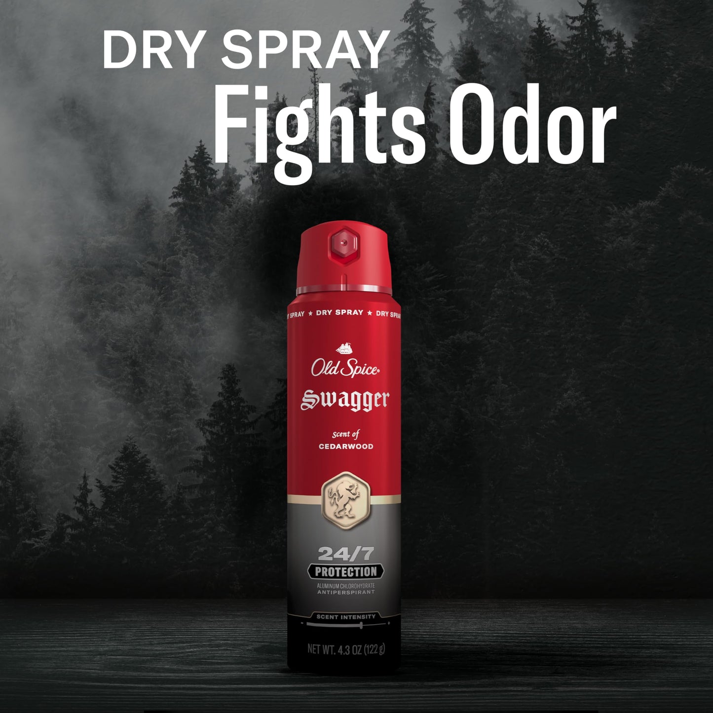 Old Spice Dry Spray Antiperspirant Deodorant for Men, 24/7 Sweat & Odor Protection Spray, Long Lasting Dry Spray, No Residue, Fresh Swagger with Cedarwood Scent, 4.3 oz Cans, (Pack of 2)