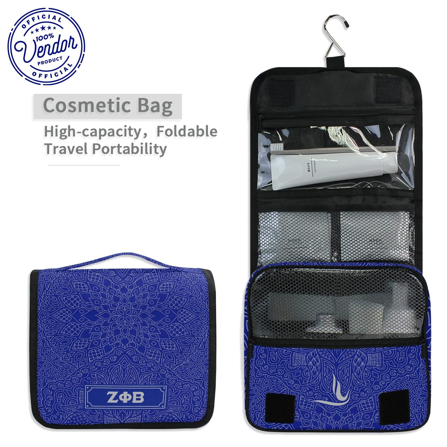 Bad Bananas BBGreek Zeta Phi Beta Official Vendor - Toiletry Travel Bag Organizer - Zeta - Sorority Paraphernalia