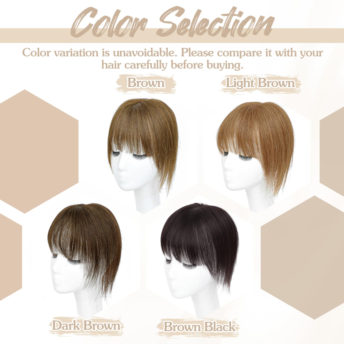 DinkyTims Human Hair Toppers for Women - 150% Density Clip In Hair Topper with Bangs U Shape 10 Inch Toppers Hairpieces for Women Perfect for Thinning Hairr Ideal for Daily Use Dark Brown