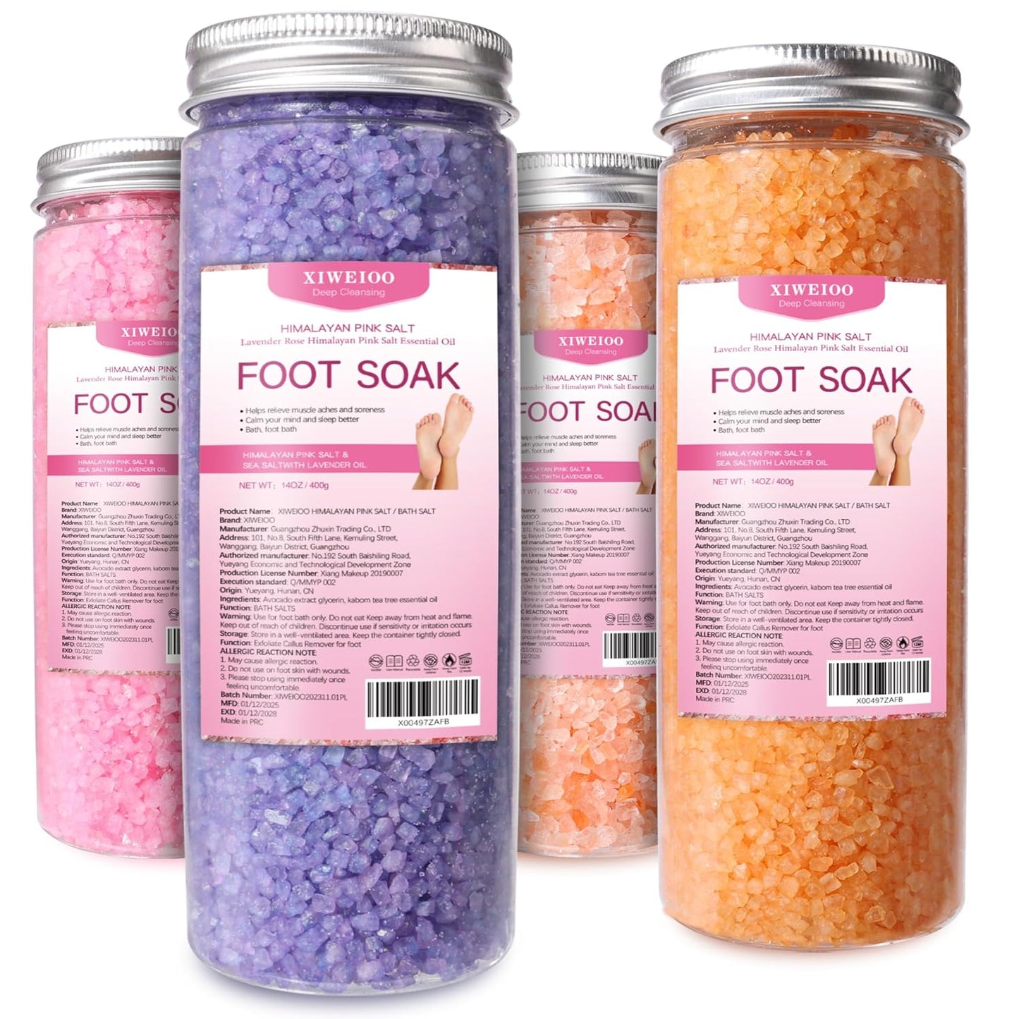 Himalayan Pink Salt Foot Soak Salts - Lavender & Tea Tree Oil | 56 OZ Kit for Athletes & Dry Skin Relief