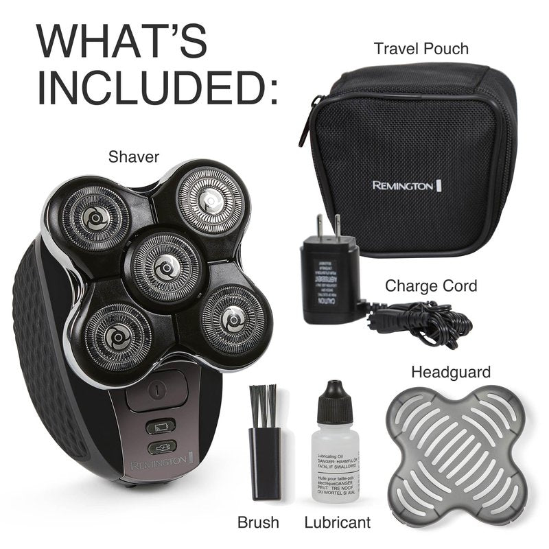 Remington Balder Pro XR7000 Head Shaver for Bald Men, Cordless Electric Razor, 5 Dual Track Rotary Blades, Waterproof Wet/Dry, Lithium Rechargeable, Hair Capture Chamber, Pop-Up Trimmer