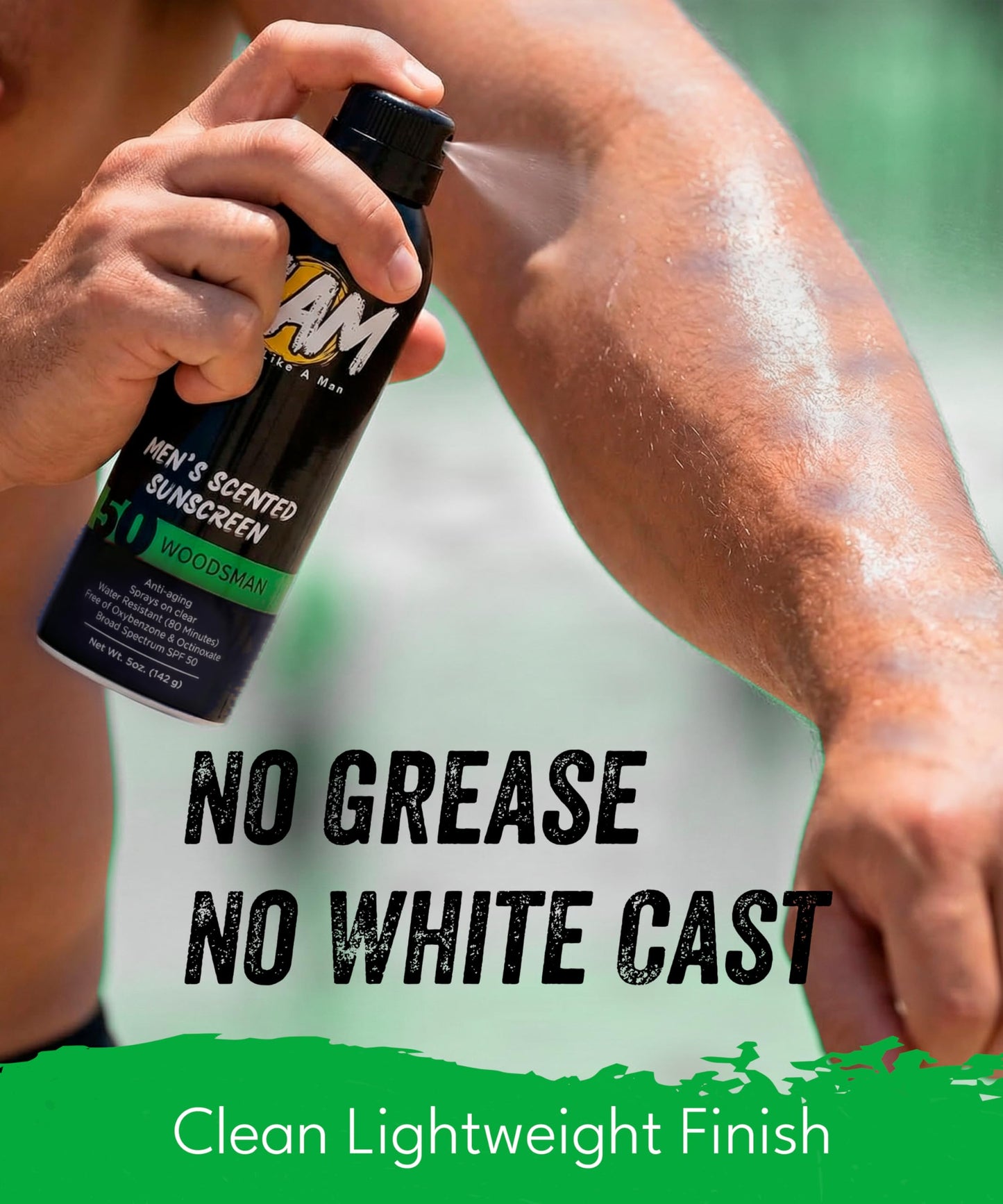 SLAM Men’s Sunscreen SPF 50 Spray - Broad Spectrum UVA/UVB Protection - Non-Greasy & No Harsh Chemicals - WoodsMan Sandalwood Teakwood Bergamot Cologne Scented - 2 Pack