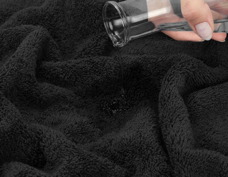 American Soft Linen Luxury Hand Towels for Bathroom, 600 GSM Heawy Weight 16x28 Size 100% Cotton Turkish 4 Piece Hand Face Towel Set, Black Hand Towels