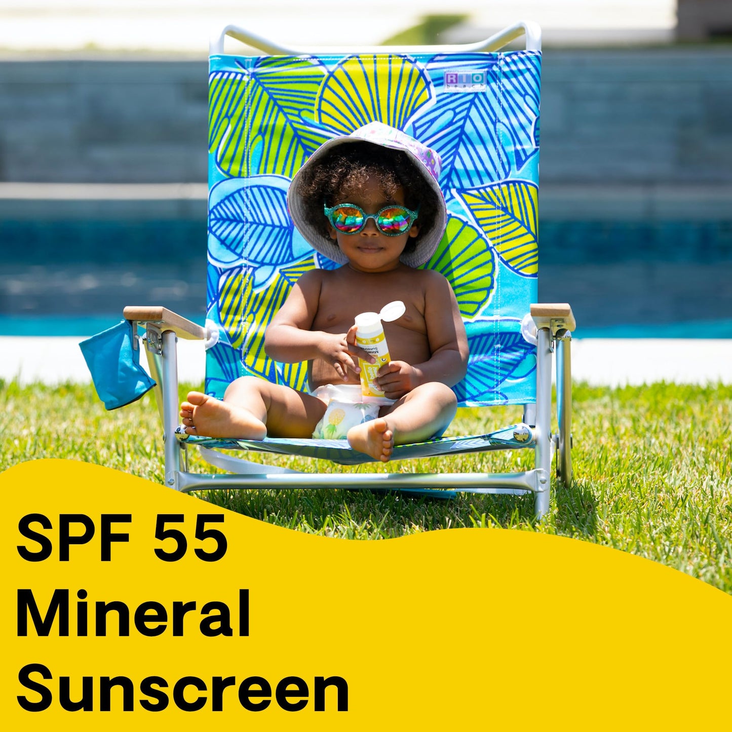Hello Bello Mineral SPF 55 Sunscreen Lotion with Prebiotics, Water Resistant and Reef Friendly Sun Protection for Babies and Kids, 3 fl oz (Pack of 1)