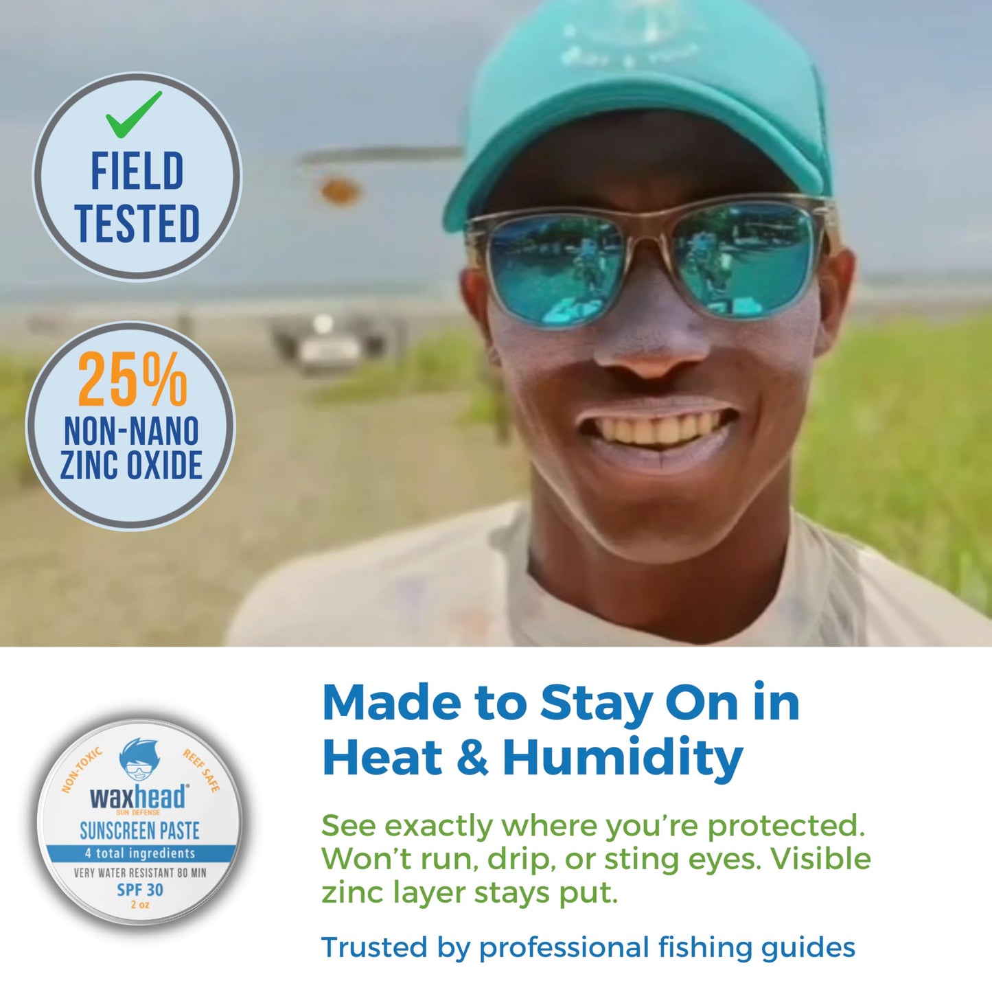 Waxhead Zinc Oxide Sunscreen Paste SPF 30, Nose Sunscreen Sunblock, Surf Lifeguard Face Protection, Reef Safe Mineral Formula for Sensitive Skin Kids, 80 Min Water Resistant, Travel Size 2 oz