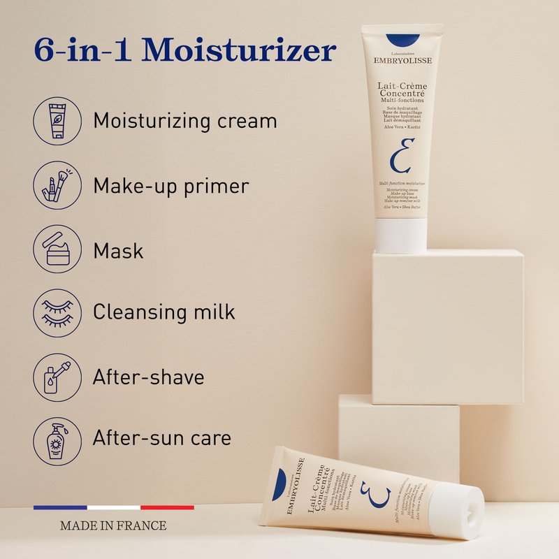 Embryolisse Lait-Crème Concentré Face Moisturizer and Makeup Primer, French Face Cream With Shea Butter & Aloe Vera, 2.54 Fl Oz