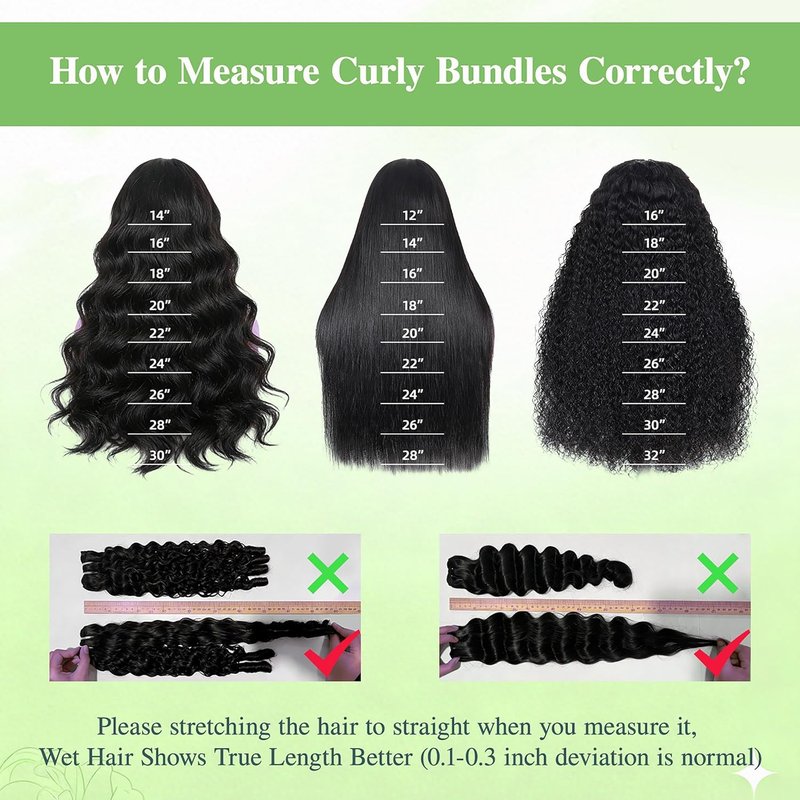 Burmese Curly Bundles - 16 Inch Water Wave Human Hair | 100% Unprocessed Brazilian Virgin Hair for Women, Natural Black