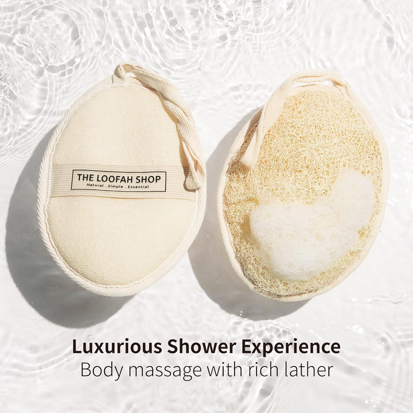 Exfoliating Bath Loofah Sponge - Eco-Friendly Natural Egyptian Luffa | 7" x 5.25" (2 Pack)