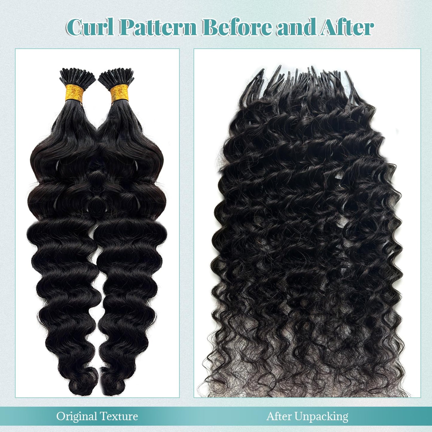 Deep Wave Human Hair Itip Extensions 22 Inch Black Curly I Tip Extensions