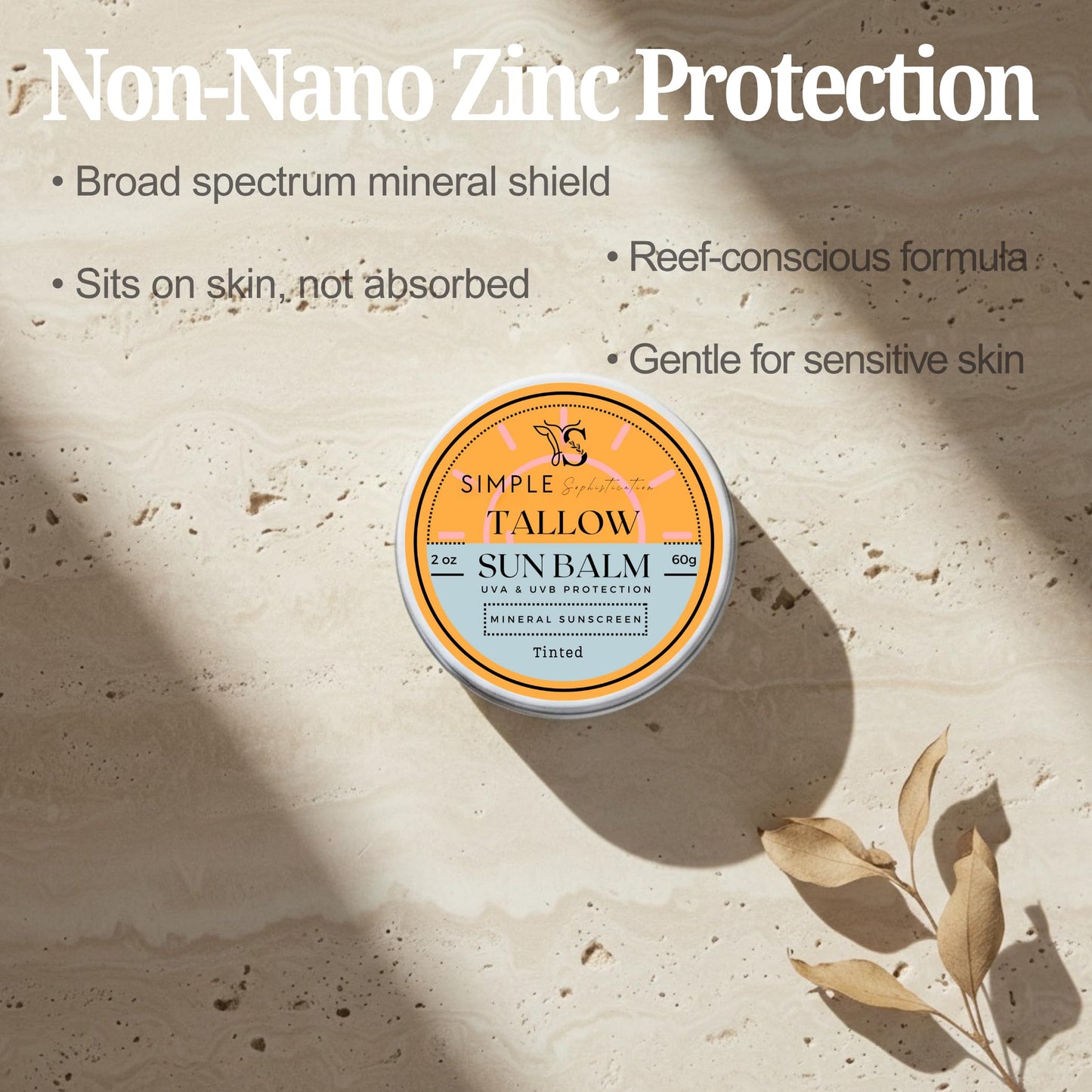 Tinted Mineral Sunscreen SPF 50+ for Face | Zinc Oxide with Grass-Fed Beef Tallow | Reef Safe Daily Facial Sunscreen | Anti-aging with CoQ10+Resveratrol, No White Cast, Sensitive Skin | 2 oz (Fair)