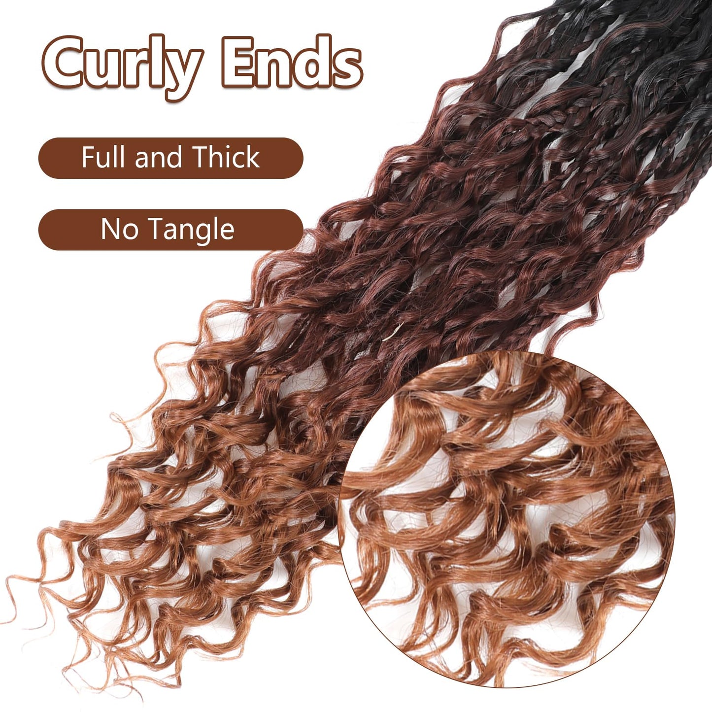8 Packs Crochet Box Braids Hair-18 Inch Crochet Hair For Black Women Pre loople Crochet Hair with Curly Ends Goddess Box Braids Crochet Hair Braiding Hair Crochet Braids Hair for Black Women(1B/33/30)