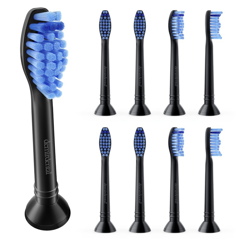 Replacement Heads - Compatible with Philips Sonicare Replacement Heads - Medium Replacement Toothbrush Head - Replaces HX6015/03 SimplyClean Toothbrush Heads - Black - 8 Pcs