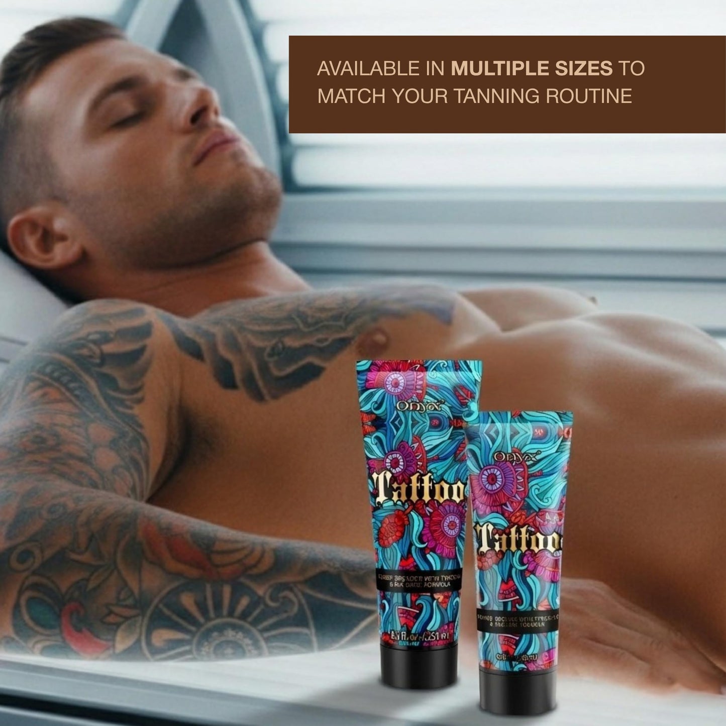 Onyx Tattoo Tanning Lotion - Indoor Tanning Accelerator with Bronzer and Tattoo Fade Protection Formula - Dark Tan for Tanning Beds and Hydrating Fade Defense | Long-Lasting Results | 8.5 Fl Oz